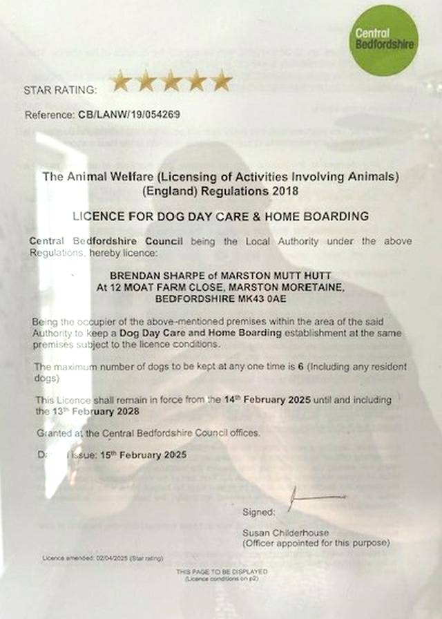 Licence for boarding dogs